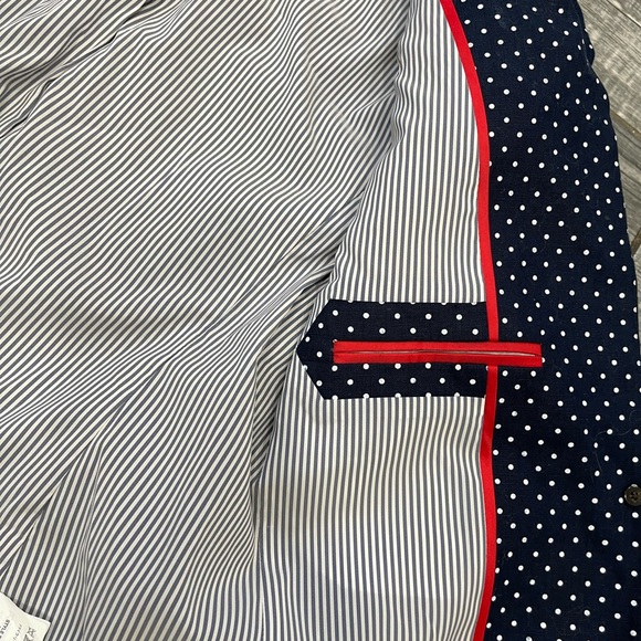 J. Crew 100% Linen Navy & White Polka Dot Regent Blazer Jacket size 8 - Picture 5 of 12